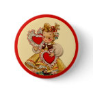 round_button - Adorable vintage girl is holding two red Valentines Day hearts. Text says Valentine Greeting, but can  be changes to say what you wish to customize it to. Many gifts and apparel available with this design in my store.: Sizes 