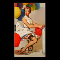 Vintage helium Party balloons Elvgren Pin up Girl Business Card Template