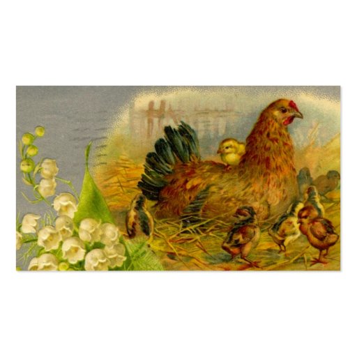 Vintage Hen and Chicks Business Card Templates (back side)