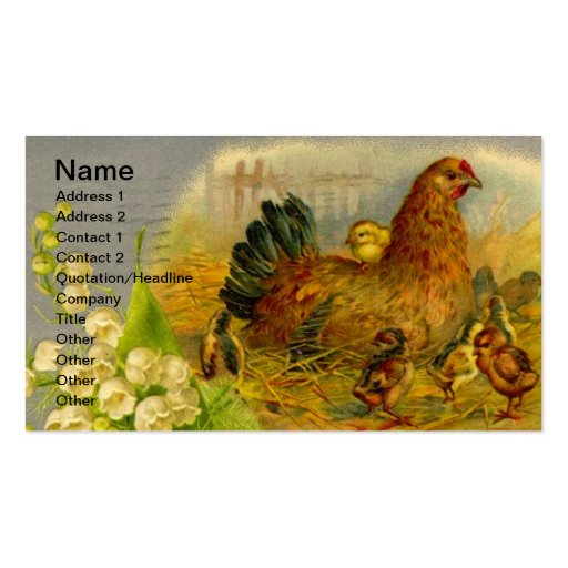 Vintage Hen and Chicks Business Card Templates (front side)
