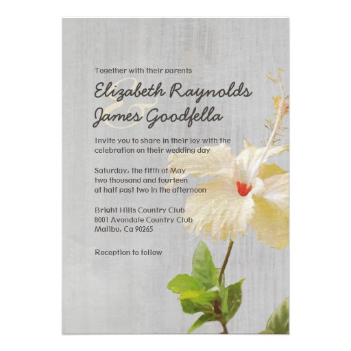 Vintage Hibiscus Wedding Invitations