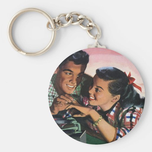 Vintage High School Sweet Hearts, Promise Ring Key Chain