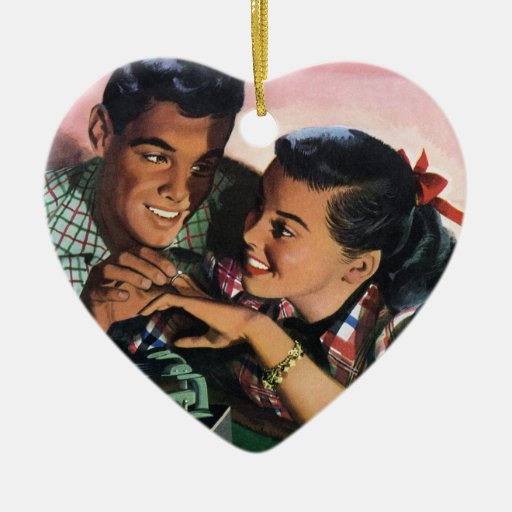 Vintage High School Sweet Hearts, Promise Ring Christmas Tree Ornament