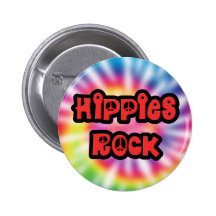 Vintage Hippies Rock Tie Dye Button