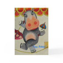 Vintage Hippo Birthday cards