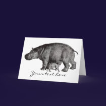 Vintage Hippo Greeting Card cards