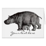 Vintage Hippo Greeting Card