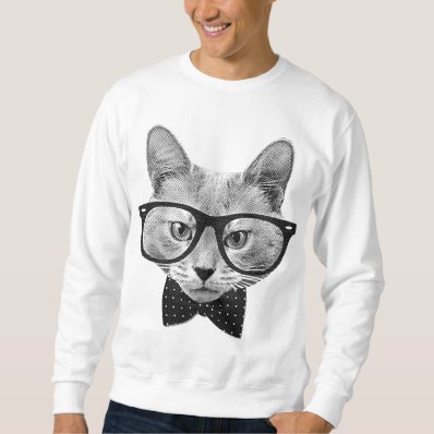 Vintage hipster cat pullover sweatshirt