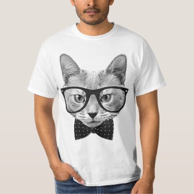 Vintage hipster cat t shirt