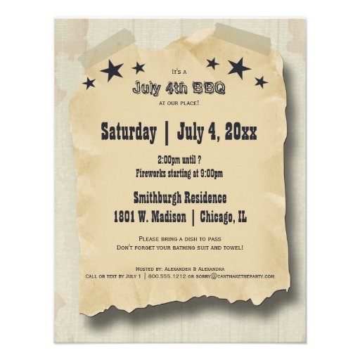 Vintage Hipster Fourth Of July Celebration Invite