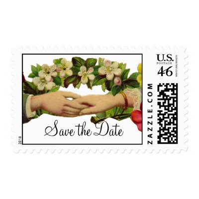 Vintage Holding Hands Save the Date Stamp