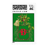 Vintage Holiday Art Monogram Postage Stamps