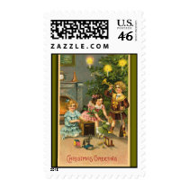 Vintage Holiday Art on Festive Postage Stamps