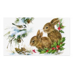 Vintage Holiday Bird and Bunnies Business Cards