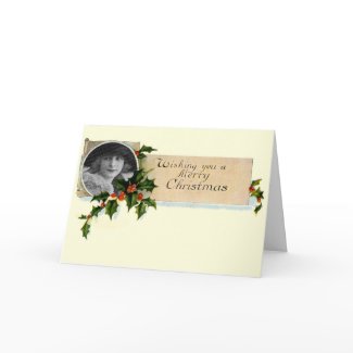 Vintage Holly Christmas Card card