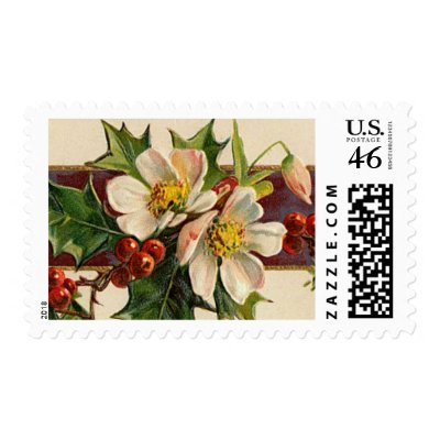 Vintage Holly Christmas Postage