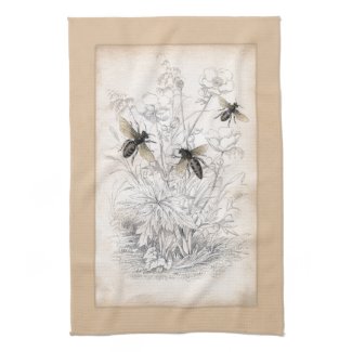 Vintage Honey Bee Art Print Towels