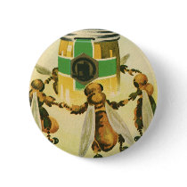 Vintage Honey Bees Dancing Pinback Button