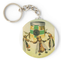 Vintage Honey Bees Dancing Keychain