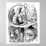 Vintage Hookah Smoking Caterpillar with Alice Print