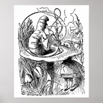 Vintage Hookah Smoking Caterpillar with Alice Print