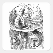 Vintage Hookah Smoking Caterpillar with Alice Square Stickers
