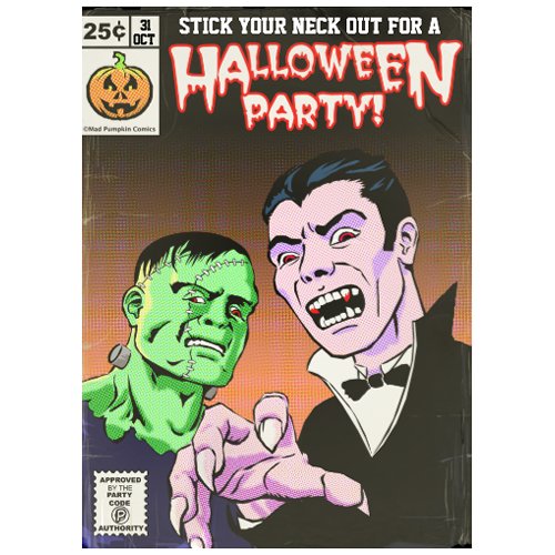 Vintage Horror Comic Halloween Party Invitation invitation