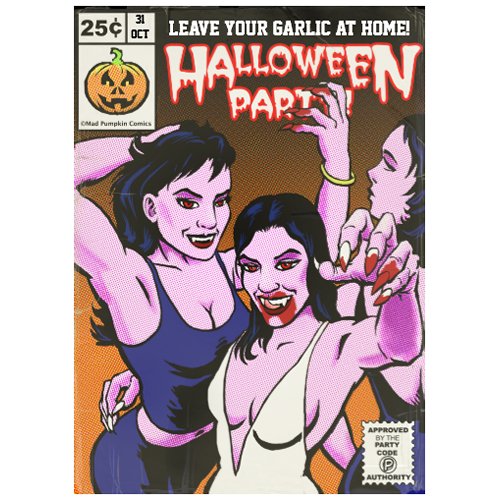 Vintage Horror Comic Halloween Party Invitation invitation