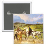 Vintage Horse Art: Changing Horses Button