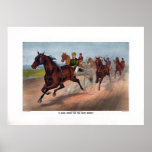 Vintage horse carriage racing print