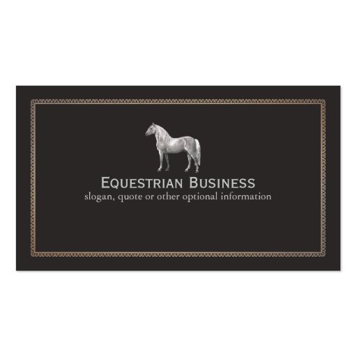 Vintage Horse Etching Equestrian Business Card (front side)