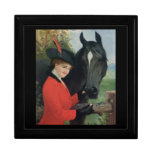 Vintage Horse Girl Sugar Cube Red Jacket Jewelry Boxes
