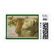 Vintage Horses Christmas Postage Stamps