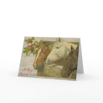 Vintage Horses Merry Christmas Greeting Card