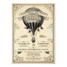 Vintage Hot Air Balloon Wedding Invitation 5