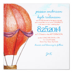   Vintage Hot Air Balloon Wedding Invitation 5.25