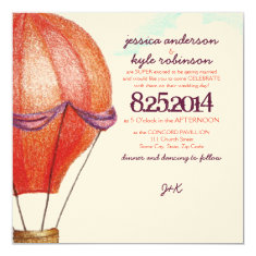   Vintage Hot Air Balloon Wedding Invitation 5.25