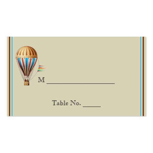 Vintage Hot Air Balloon Wedding Place Cards Business Cards (front side)