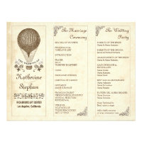 vintage hot air balloon wedding programs personalized flyer