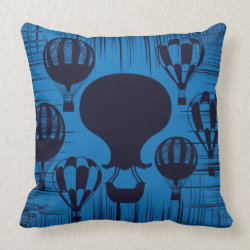 Vintage Hot Air Balloons Distressed Grunge Blue Pillows