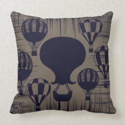 Vintage Hot Air Balloons Distressed Grunge Pillow