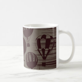 Vintage Hot Air Balloons Grunge Brown Maroon Coffee Mugs