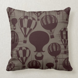 Vintage Hot Air Balloons Grunge Brown Maroon Pillows