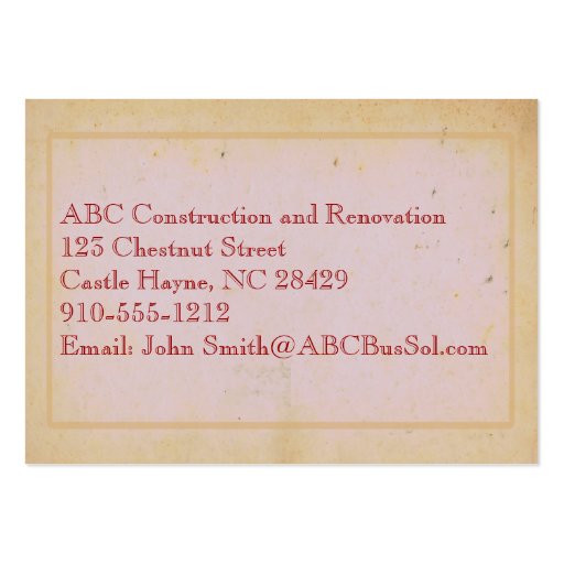 Vintage House Real Estate Renovation Business Card (back side)