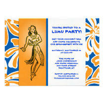Vintage Hula Dancer Luau Personalized Announcements
