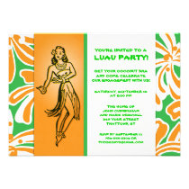 Vintage Hula Dancer Luau Personalized Invites