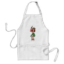 Vintage Hula Hawaiian Girl Tattoo Art aprons