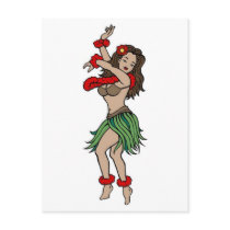 Vintage Hula Hawaiian Girl Tattoo Art postcards