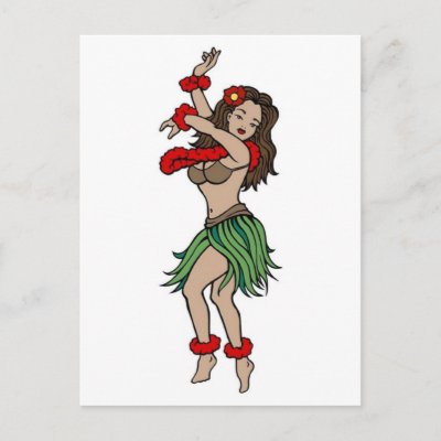 Vintage Hula Hawaiian Girl Tattoo Art Postcard by vintagegiftmall