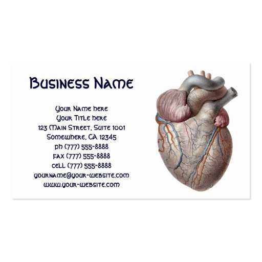 Vintage Human Anatomy Heart Organs Healthy Business Card Templates (front side)